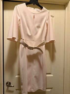 Calvin Klein Soft Pink Belted Midi Dress